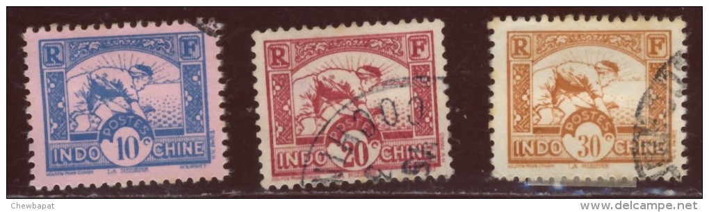 Indochine - Oblitéré - Charnière Y&T 1931 N° 161 - 163 - 166  Rizière 10c 20c 30c - Ongebruikt