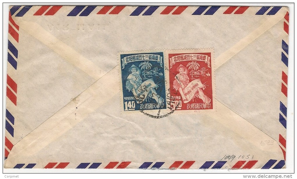 CHINA - TAIWAN Vf 1953 COVER From TAIPEH To PHILADELPHIA - Tied By Ivert # 144-146 - Lettres & Documents