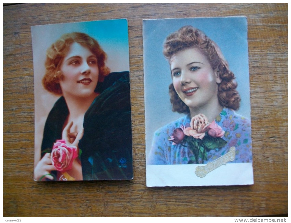 2 Cartes De Silhouettes Ou Portraits De Femmes - Silhouettes