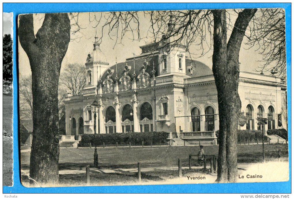 GG350, Yverdon, Le Casino, Petit Pli D'angle, Circulée 1908 - Yverdon-les-Bains 