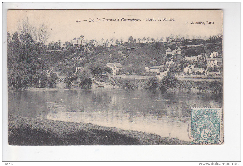 CHAMPIGNY (51-Marne) De La Varenne à Champigny, Bords De Marne, Ed. P. Marmusse, 1910 Environ, Rouly - Champigny
