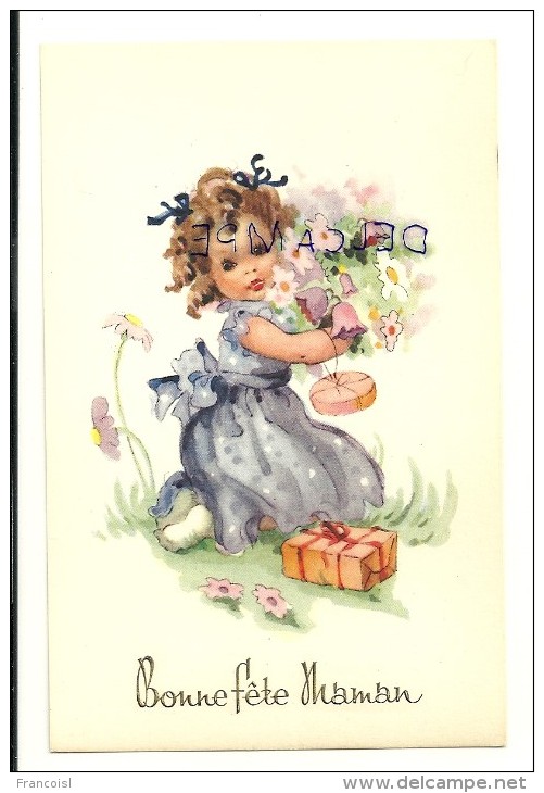 Bonne Fête Maman. Petite Fille, Fleurs Et Cadeaux. Coloprint 4479 - Fête Des Mères