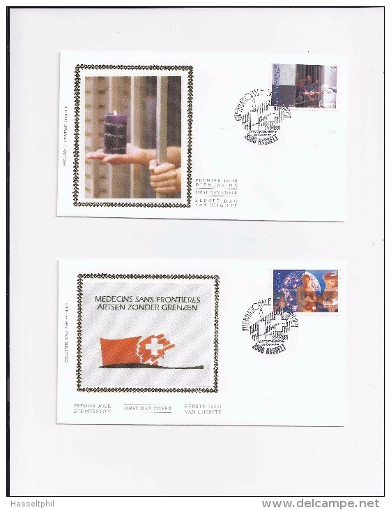 Belgie - Belgique FDC Zijde 2422/23 Internationale Solidariteit  1991 - 1991-2000