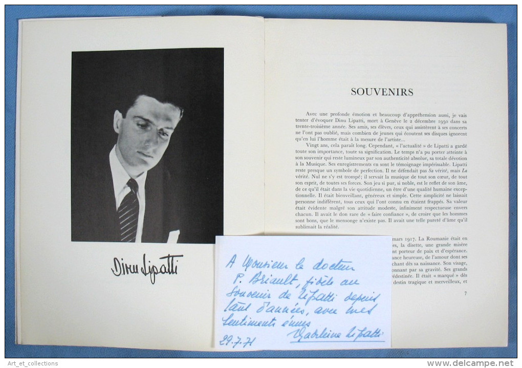 DINU LIPATTI (1917-1950) -  In Memoriam / Labor & Fides 1970 / Envoi manuscrit de sa femme