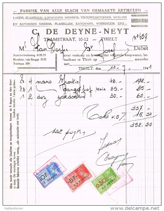 Tielt - Factuur C.De Deyne - Neyt ( 11.07.1941); Rode Stempel - 1900 – 1949