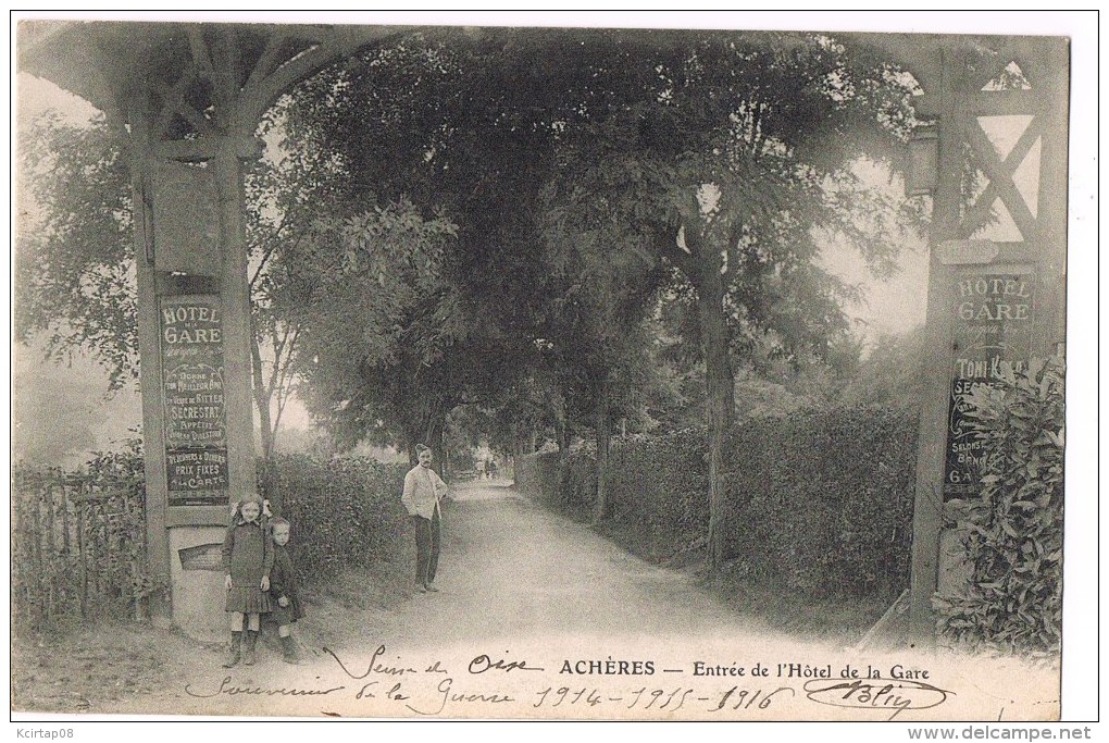 ACHERES . Entrée De L'Hôtel De La Gare . - Acheres