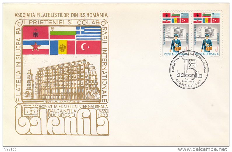 BUCHAREST- BALKAN PHILATELIC EXHIBITION, SPECIAL COVER, 1983, ROMANIA - Cartas & Documentos