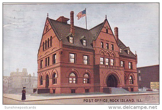 Post Office Rock Island Illinois 1907 - Rockford