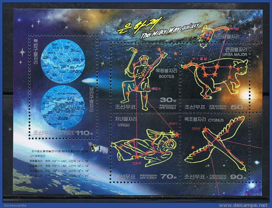 NORTH KOREA 2014 THE MILKY WAY GALAXY SHEET - Astrologie