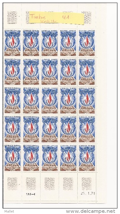 Feuille De 25 Timbres Timbre De Service N°41 - Ganze Bögen