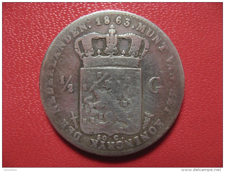 Pays-Bas - 1/2 Gulden 1863 1718 - 1849-1890 : Willem III