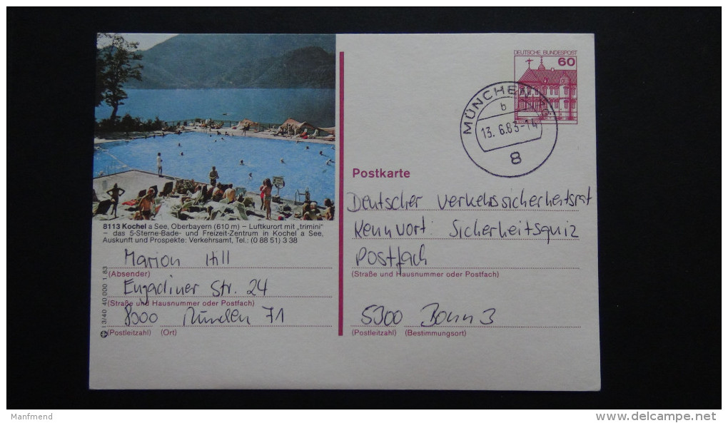 Germany - 1983 - Mi: P138 Used(l 3/40) - Kochel Am See - Look Scan - Illustrated Postcards - Used