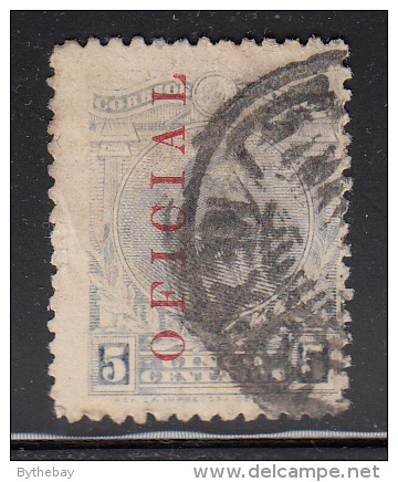 Mexico Used Scott #O131 Red ´Oficial´ Overprint On 5c Herrera - Thinned, Creased - Mexique