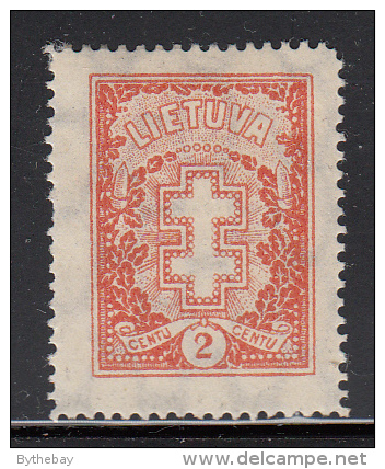 Lithuania MH Scott #233 2c Double-barred Cross, Orange Wmk 109 (webbing) Sideways - Perf Faults - Lituanie