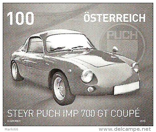 Austria - 2015 - Historic Cars - Steyr Puch IMP 700 GT - Mint Imperforated Stamp Proof (blackprint) - Proeven & Herdruk