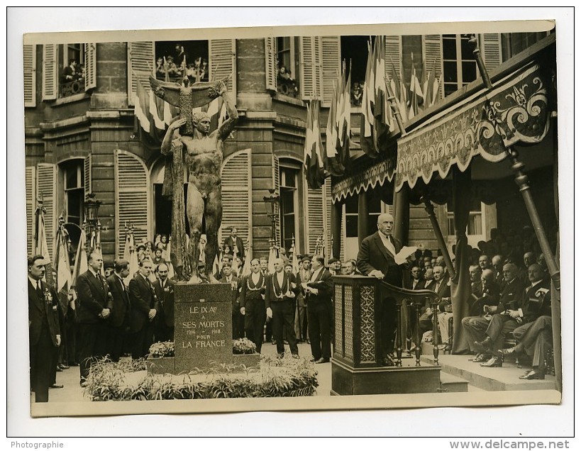 France Paris Inauguration Monument Aux Morts 9 Arrondissement Lucien Sauphar Ancienne Photo Rol 1932 - War, Military