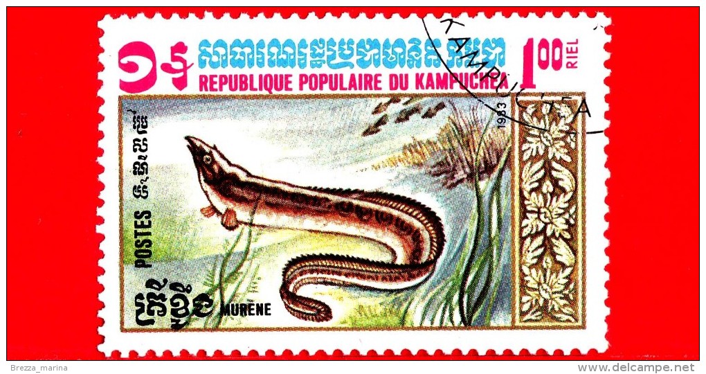 KAMPUCHEA - Cambogia - Nuovo Oblit.- 1983 - Pesci - Murena - Moray - 1.00 - Kampuchea