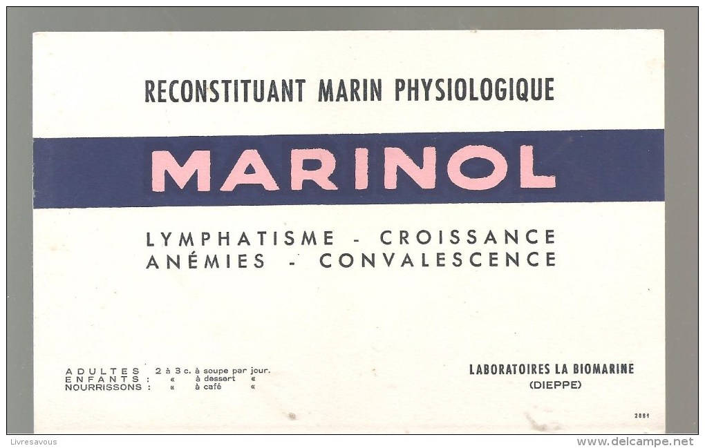 Buvard. MARINOL Reconstituant Marin Physiologique Laboratoires La Biomarine à Dieppe - Agriculture