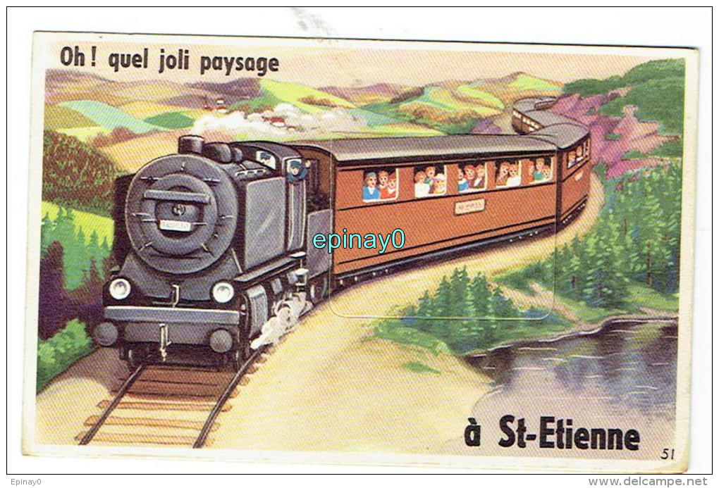 Br - 42 - SAINT ETIENNE - CARTE à SYSTEME - Train - Chemin De Fer - RARE - Saint Etienne