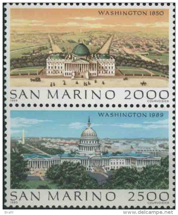 1989 San Marino, Vedute Washington , Serie Completa Nuova (**) AL FACCIALE - Unused Stamps