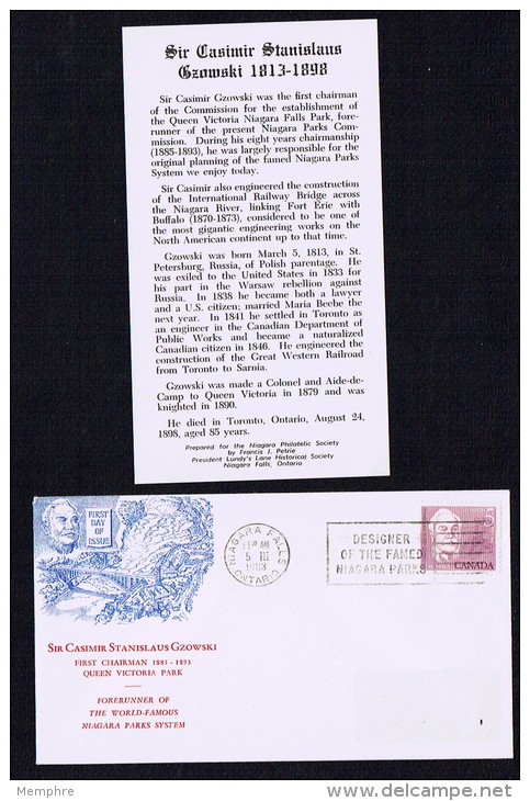 1963  Casimir Gzowski,  Sc 410  Niagara Philatelic Society Cachet With Insert - 1961-1970