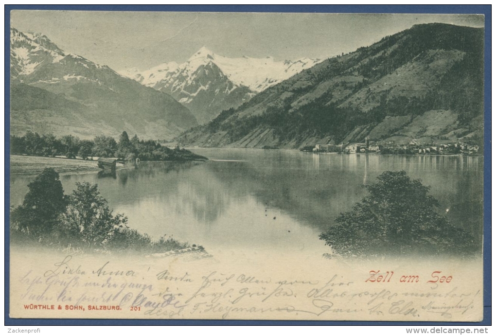 Zell Am See Blick über Den See Bergpanorama, Gelaufen 1900 (AK555) - Zell Am See