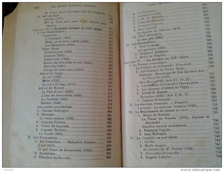 LES GRANDS ECRIVAINS FRANCAIS DES ORIGINES A NOS JOURS HISTOIRES LITTERAIRES & TEXTES Ch.M. DES GRANGES - 18 Ans Et Plus