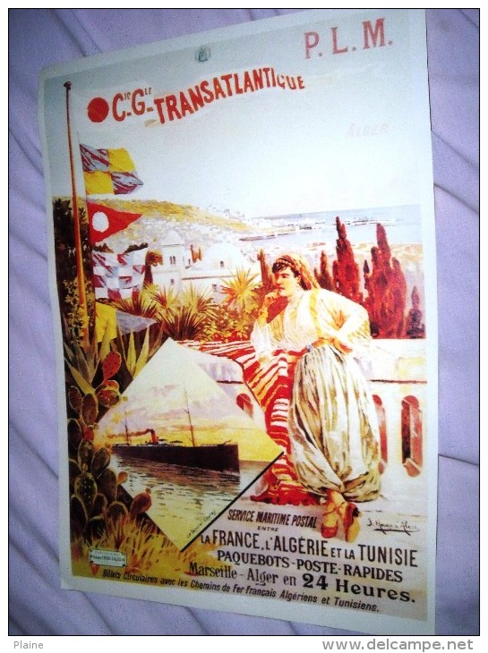 Affiche-CIE- GLE -TRANSATLANTIQUE-P.L.M.( Service Maritime Postal) - Affiches