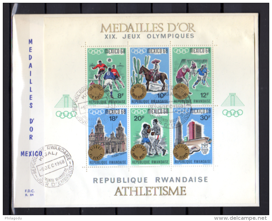 1968   J.Olympiques . Mexico Et Sapporo, FDC Médailles D'Or     Cote 85 €, - 1962-1969