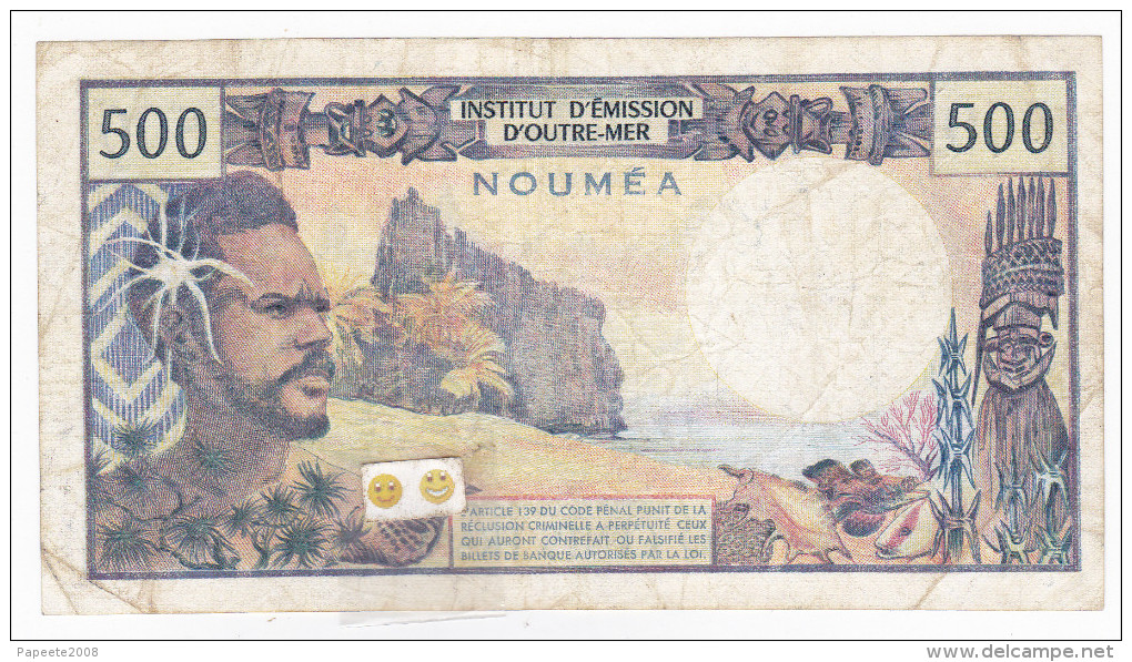 Nouvelle Calédonie - 500 FCFP - Surchargé NOUMEA - Y.1 / Signatures Y. Rolland-Billecart / J. Waitzenegger - Nouméa (Nieuw-Caledonië 1873-1985)