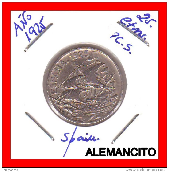 ESPAÑA - 25 CENTIMOS  ALFONSO XIII AÑO 1925 - 25 Céntimos