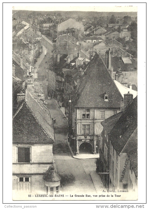 Cp, 70, Luxeuil-les-Bains, La Grande Rue, Vue Prise De La Tour, Voyagée 1912 - Luxeuil Les Bains