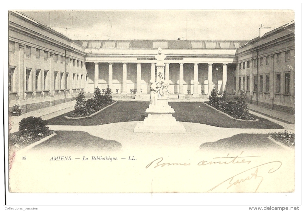 Cp, 80, Amiens, La Bibliothèque, Voyagée 1902 - Amiens