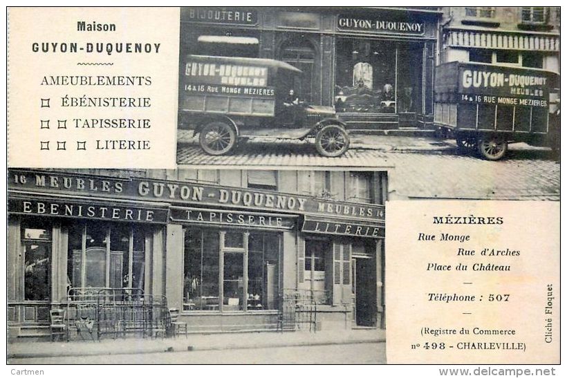 08  MEZIERES MAISON GUYON DUQUENOY RUE MONGE RUE D'ARCHES AMEUBLEMENT CAMIONS   TRES BON ETAT  TRACE ROUGE DUE AU SCAN - Autres & Non Classés