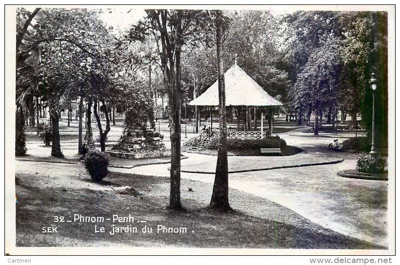 CAMBODGE PHNOM PENH  LE JARDIN DU PHNOM  ETHNOLOGIE TRACE ROUGE DUE AU SCAN - Cambodge