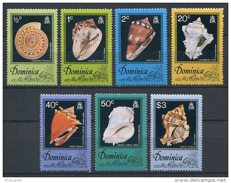 147 DOMINIQUE 1976 - Coquillage Des Caraibes (Yvert 505/11) Neuf ** (MNH) Sans Trace De Charniere - Dominique (...-1978)