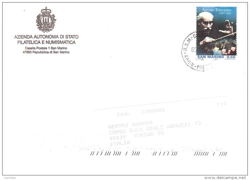 €0.60 ARTURO TOSCANINI - Lettres & Documents