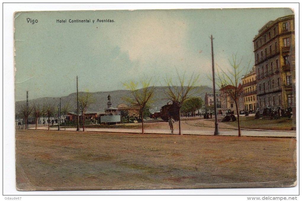 1909 - CP Avec CACHET De TRANSPORT MARITIME De VIGO (PACIFIC STEAM NAVIGATION COMPANY) // HOTEL CONTINENTAL Y AVENIDAS - Lettres & Documents