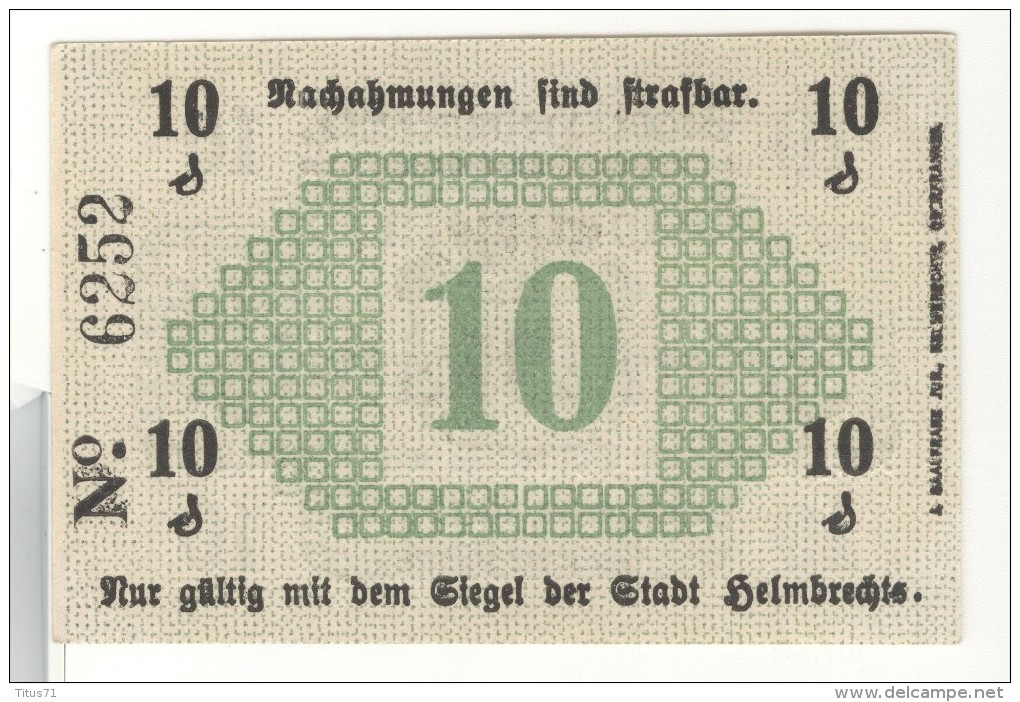 Notgeld 10 Pfennig Helmbrechts - Allemagne / Germany 1917 - [11] Emissions Locales