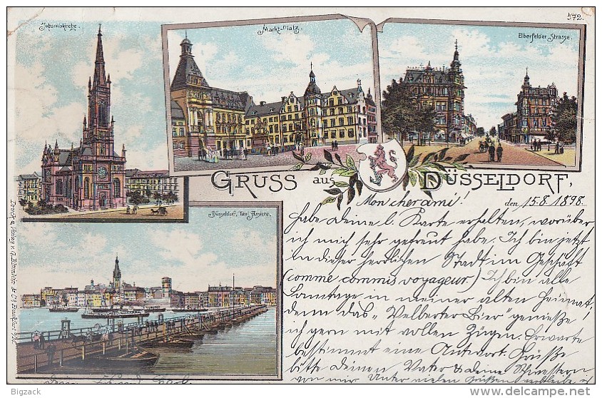 Litho Gruss Aus Düsseldorf Gelaufen 15.9.98 - Düsseldorf