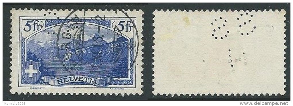 1928 SVIZZERA USATO MONTE RUTLI PERFIN - G037 - Perfins