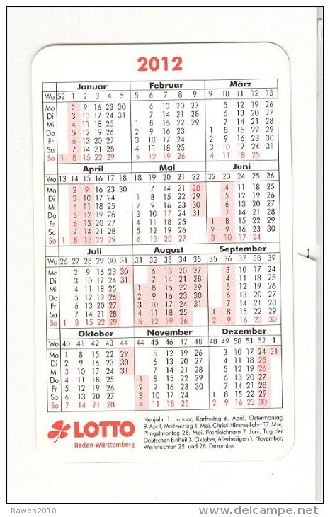 BRD Taschenkalender 2012 Lotto Baden-Württemberg Lotto-Kugeln - Calendars