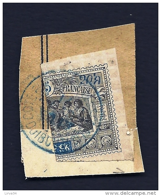 RARE 1/2 TIMBRE OBOCK SUR FRAGMENT D'IMPRIMÉ- N°54 COTÉ DROIT OBLITÉRÉ- CAD BLEU 1901- - Oblitérés