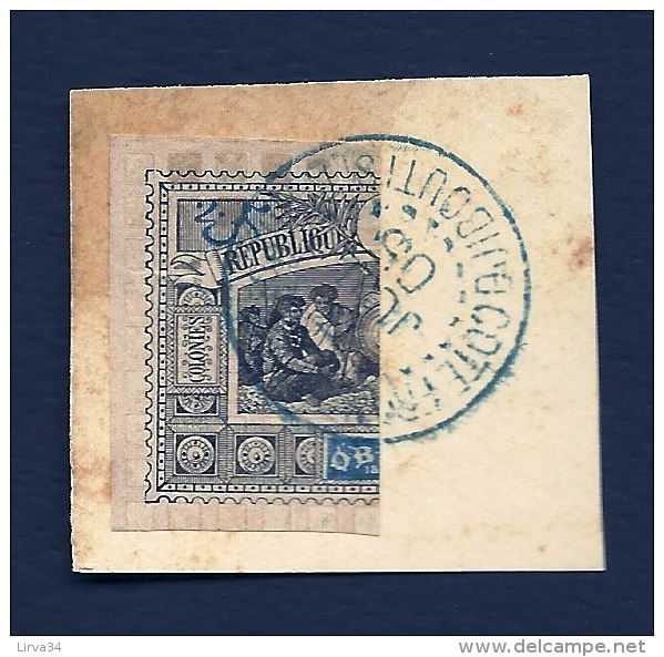 RARE 1/2 TIMBRE OBOCK SUR FRAGMENT D'IMPRIMÉ- N°54 COTÉ GAUCHE OBLITÉRÉ- CAD BLEU 1905- - Used Stamps