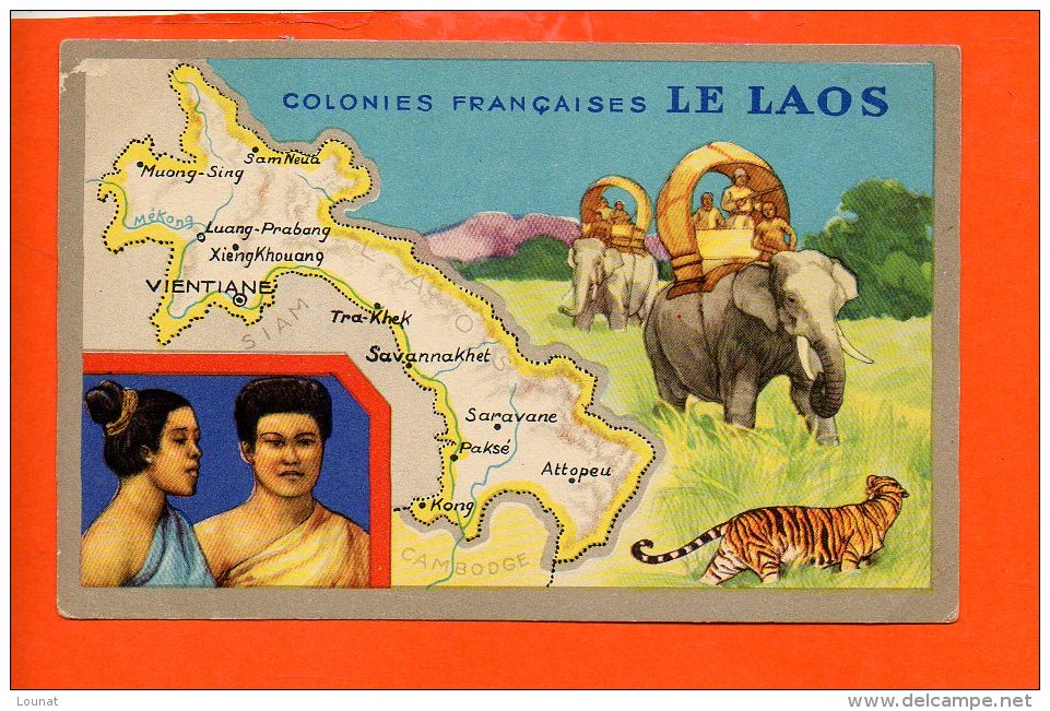 Le LAOS- Colonies Françaises Edition Spéciale Des Produits Chimiques Lion Noir (géographie- Carte - Chromo) - Laos