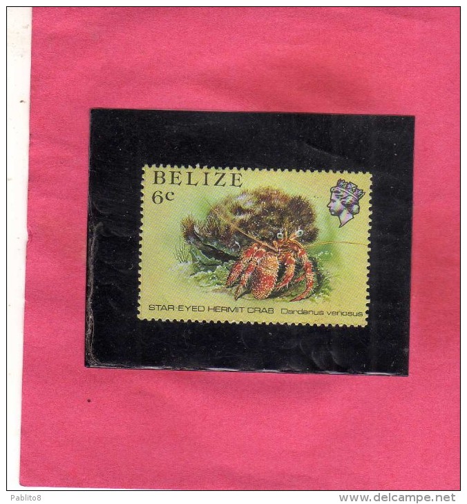 BELIZE 1984 SEA FAUNA FISHES PESCI POISSONS 6C FISH PESCE POISSON Star-eyed Hermit CRAB GRANCHIO EREMITA CENT. 6 MNH - Belize (1973-...)