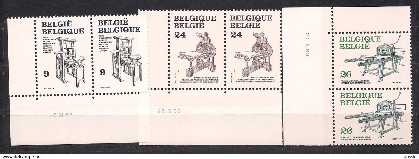 Belgie Belgique 1988 OBCn° 2309-11 *** MNH Hoekdatum Coin Daté Cote 8,00 Euro - Coins Datés