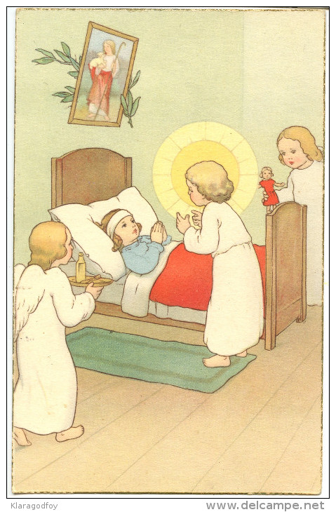 Sick Child And Angels Old Vintage Unused Postcard Bb150930 - Altri & Non Classificati