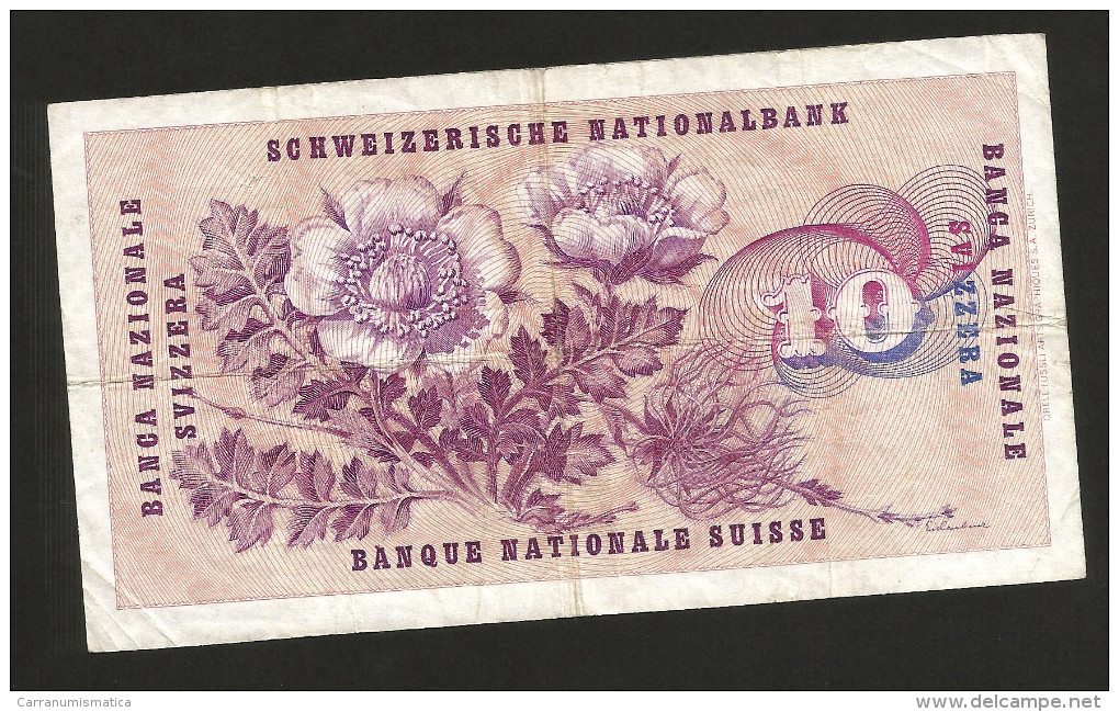 [CC] SVIZZERA / SUISSE / SWITZERLAND - NATIONAL BANK - 10 FRANCS / FRANKEN (1960) G. KELLER - Svizzera