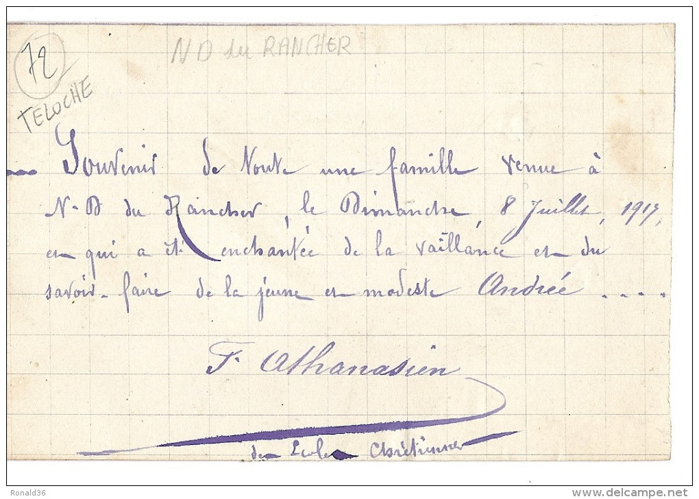 CPP 72 TELOCHE N D Notre Dame Du Rancher Jour De Fête Dieu 1914 école De L'église CATHOLIQUE Pensionnat - Autres & Non Classés